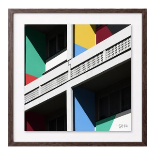 “Corbusierhaus Berlin 14” Giclee Archival Pigment Print 18x18 Framed in Walnut For Sale