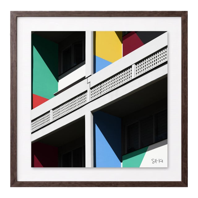 “Corbusierhaus Berlin 14” Giclee Archival Pigment Print 18x18 Framed in Walnut For Sale