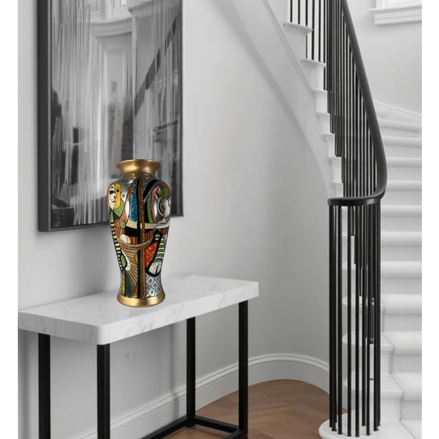 19 In. Tall Vintage Alexander Kalifano Picasso Inspired Vase Two Distinct Abstract Human Profiles. For Sale - Image 11 of 17