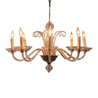 Elegant Amber Murano Chandelier For Sale