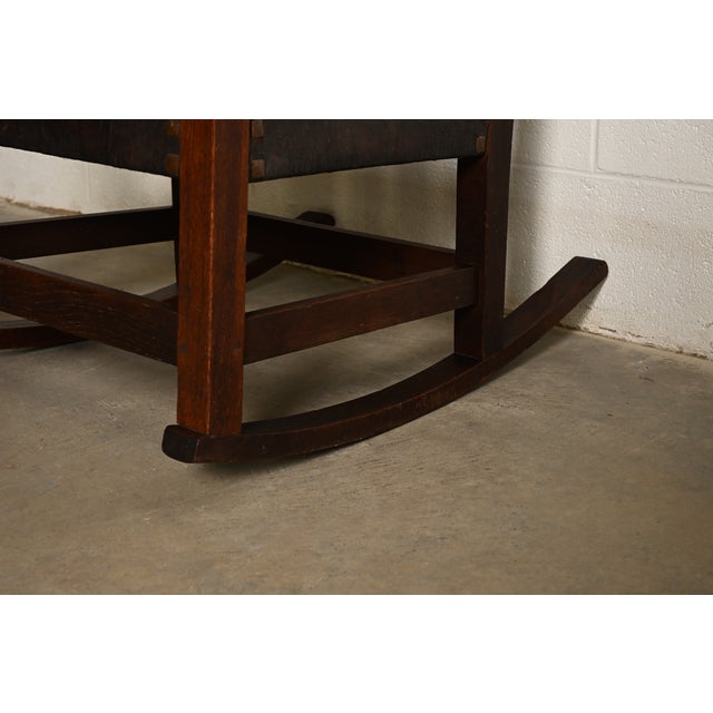 Gustav Stickley Antique Mission Oak Arts & Crafts Rocking Chair, Circa 1910 For Sale - Image 11 of 13