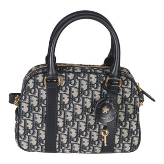 Navy Oblique Canvas Small D Vibe Bowling Bag For Sale