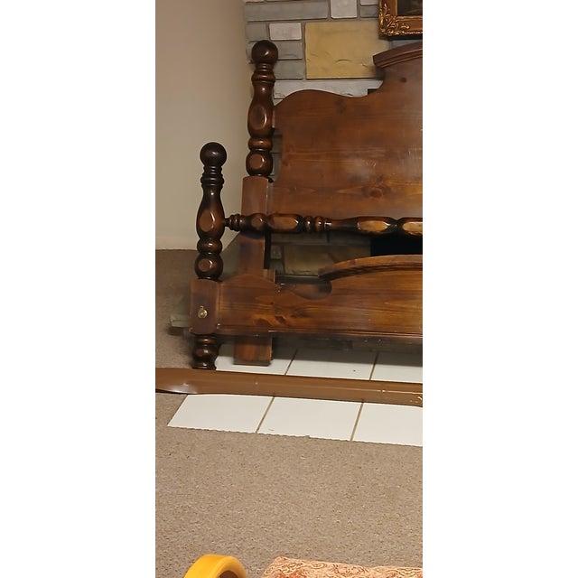 Burnt Umber 1940s Vintage Federal Era Solid Wood Spindle Back Bed For Sale - Image 8 of 12