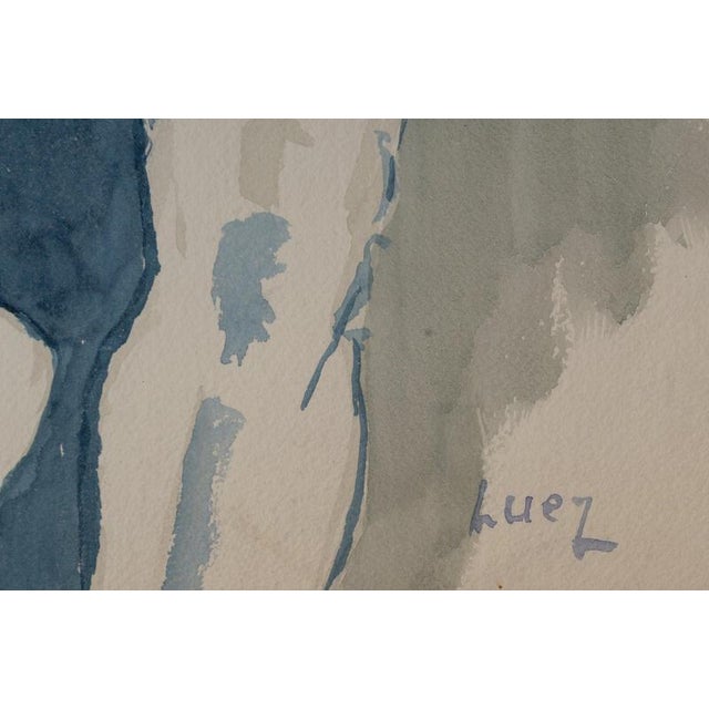 Evelyne Luez, Young Man, Nude, 20th Century, Watercolor on Paper For Sale - Image 6 of 7