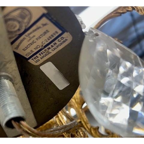 Vintage French Style Gold Bronze & Crystal Chandelier — Two-Tiered, 9-Light For Sale - Image 4 of 4