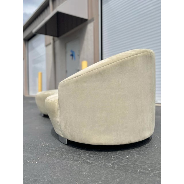 Metal Vintage Modern Cloud Sofa in Soft Sage | Vladimir Kagan for Wieman Style c.1980s For Sale - Image 7 of 12
