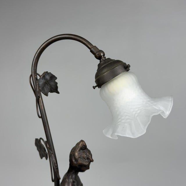 Metal Table Lamp in Bronze by Farlel Moreau Liberty, 1950 For Sale - Image 7 of 17