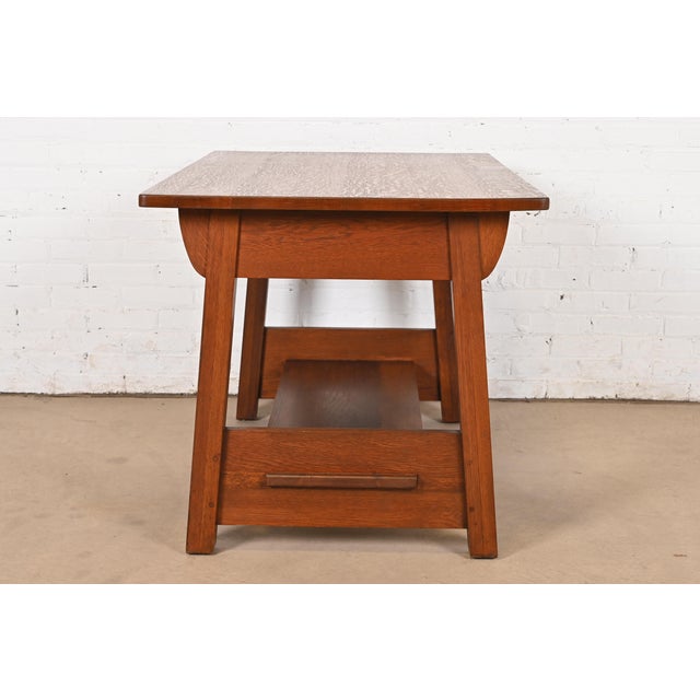 Limbert Antique Mission Oak Arts & Crafts Desk or Library Table, Circa 1910 For Sale - Image 10 of 12