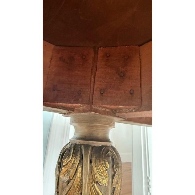 Antique Neoclassical Dining Table With Bird’s Eye Maple Top and Distressed Painted Base — Circa 1910s–1920s For Sale - Image 13 of 14