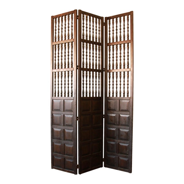 Vintage HandCarved Mahogany 3Panel Room Divider Chairish