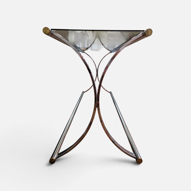 Maison Jansen 1970s Attributed to Maison Jansen Chrome Smoked Glass Console Table For Sale - Image 4 of 8