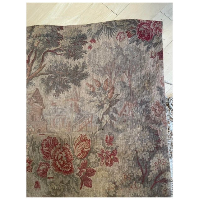 Vintage Wall Hanging Vintage French Woven Garden Floral Scene Tapestry For Sale - Image 10 of 12