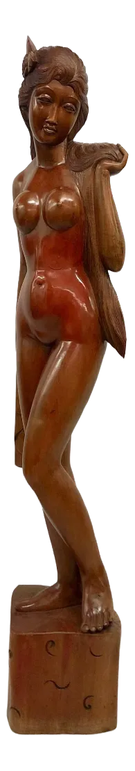 Balinese Artist, Carved Statue of Woman, 1960s