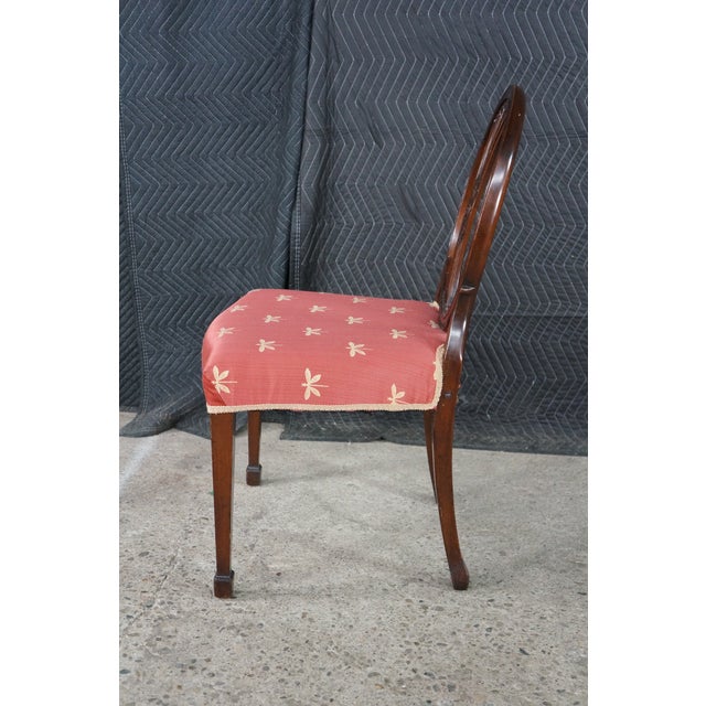 Antique Hepplewhite Carved Mahogany Oval Wheel Back Dining Side Desk Chair For Sale - Image 16 of 18