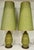 Pair of great vintage ceramic lamps with original unique very tall shades. Marked “Plasto Mft. Co”on bottom edge. Faux-...