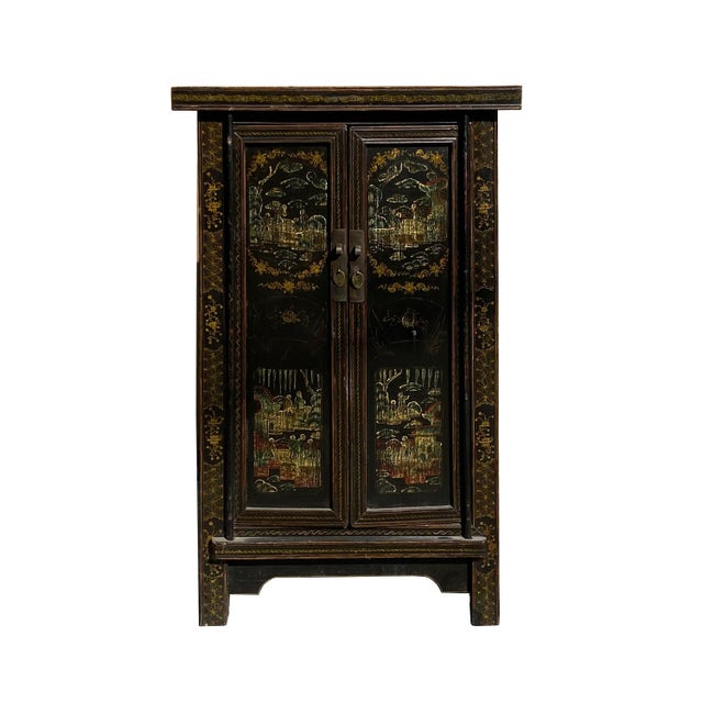 1980s Chinese Vintage Distressed Color Scenery Graphic Dresser Cabinet For Sale In San Francisco - Image 6 of 6