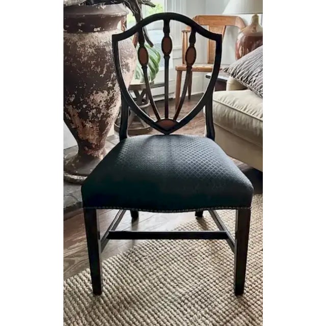American Federal Shield Back Chair With Inlaid Marquetry and Nailheads For Sale - Image 9 of 11