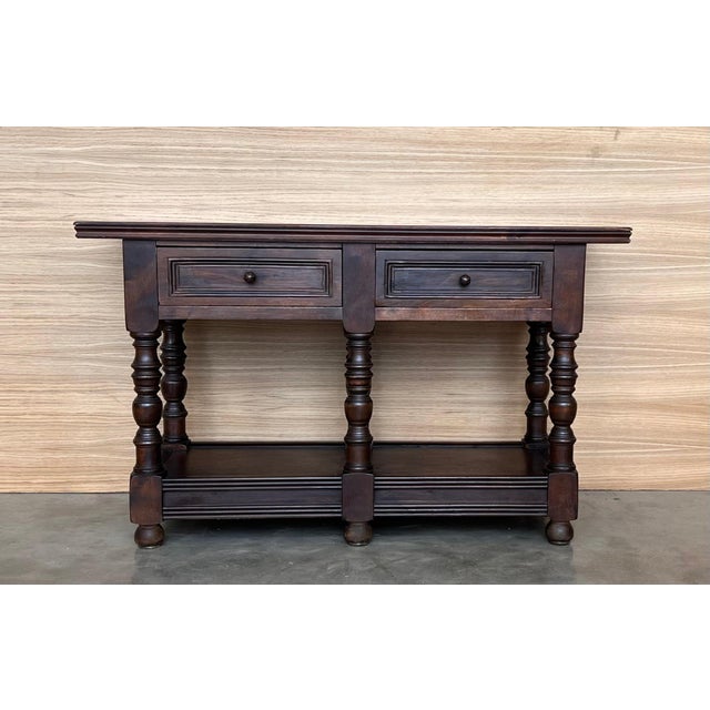 Early 20th Spanish Large Side Table with two drawers or Large Nightstands For Sale - Image 17 of 18