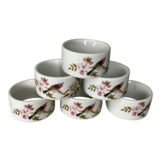 Japanese Cherry Blossom and Butterfly Napkin Rings-Set of 6 For Sale