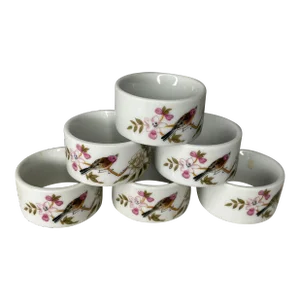 Japanese Cherry Blossom and Butterfly Napkin Rings-Set of 6