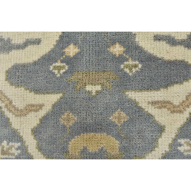 Oushak Rug 4’11” X 7’10” Blue Wool Tribal Hand-Knotted Oriental Carpet For Sale - Image 9 of 14