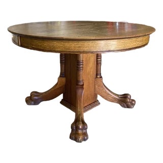 Antique Clawfoot Oak Table For Sale