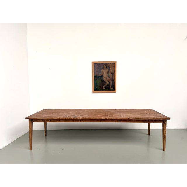 Wood Vintage Farmhouse Table in Pine, 1970 For Sale - Image 7 of 18
