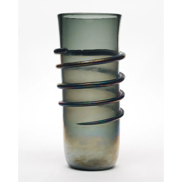 Mid-Century Modern Murano Glass Iridescent ‘Linee’ Vase For Sale - Image 3 of 6