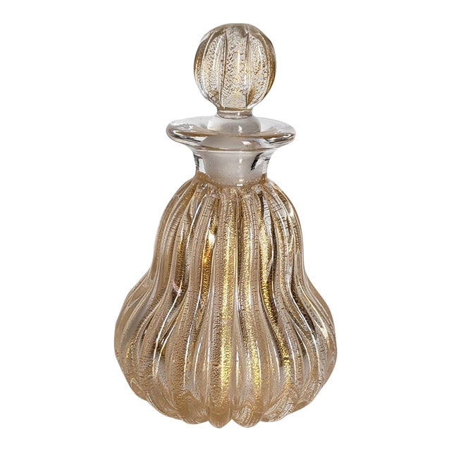 1950s Flavio Poli Seguso Murano Glass Gold Polveri Perfume Bottle For Sale