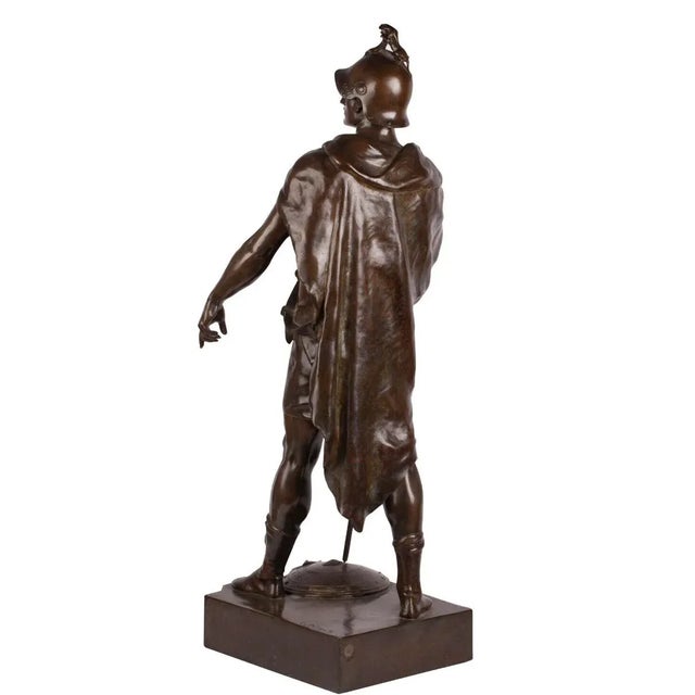 French Huge Antique French Bronze Roman Soldier Sculpture by Picault For Sale - Image 3 of 6