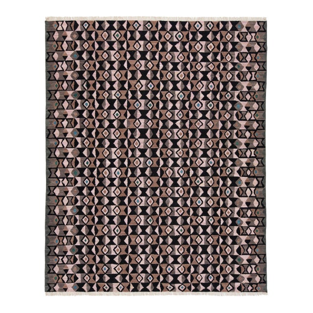 Modern Handmade Kilim Wool Area Rug– Flatweave Abstract Neutral Tones by Apadana For Sale