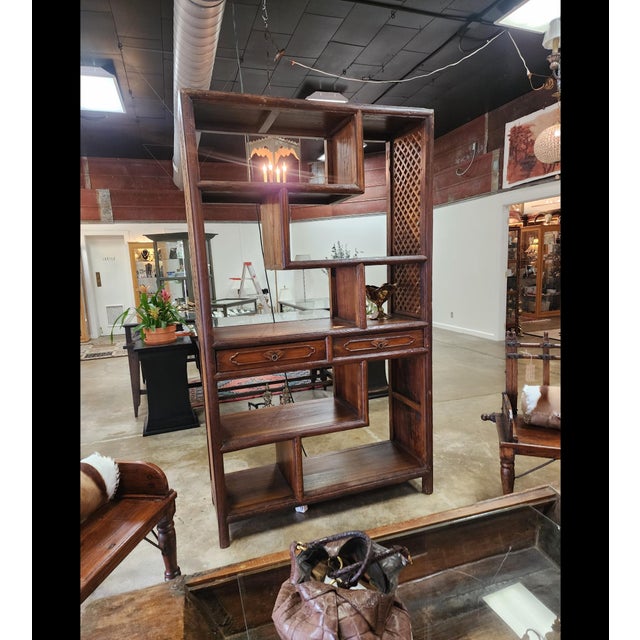 1960s Asian Latticwork Etagere Bookcase For Sale - Image 5 of 6