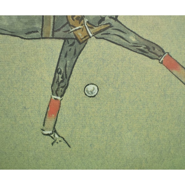 Gray Mid 20th Century Paul Desmond Brown Watercolour & Gouache Illustration of Polo Player For Sale - Image 8 of 8