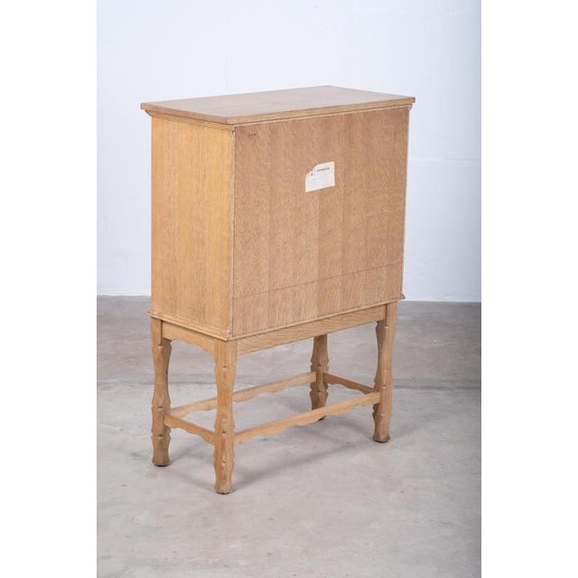 Small Brutalist Oak Cabinet with Brass Handles, Denmark, 1960s For Sale - Image 11 of 14