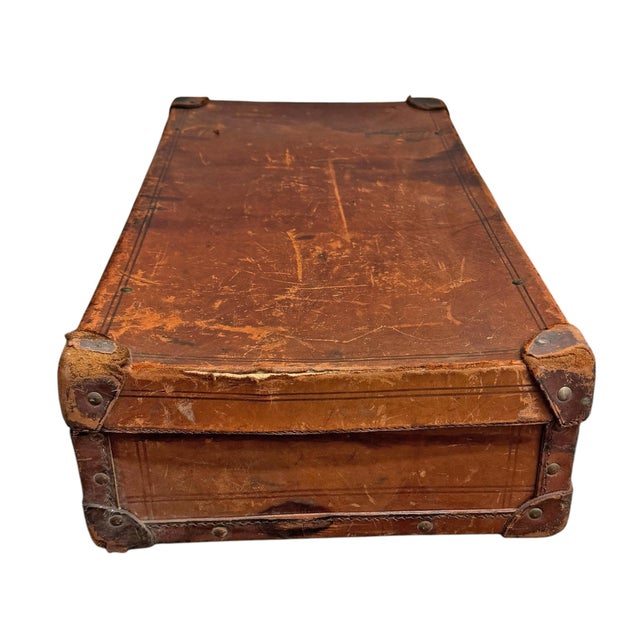 Animal Skin 19th Century English Leather Suitcase For Sale - Image 7 of 10
