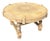 Vintage Round Carved Wood Coffee Table With Tiled Inlay Top For Sale