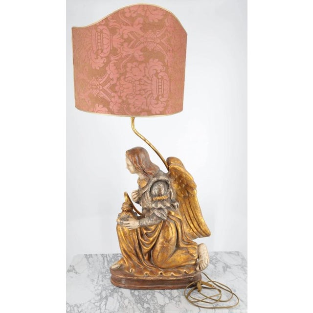 Textile Large Antique Angel Lamp For Sale - Image 7 of 7