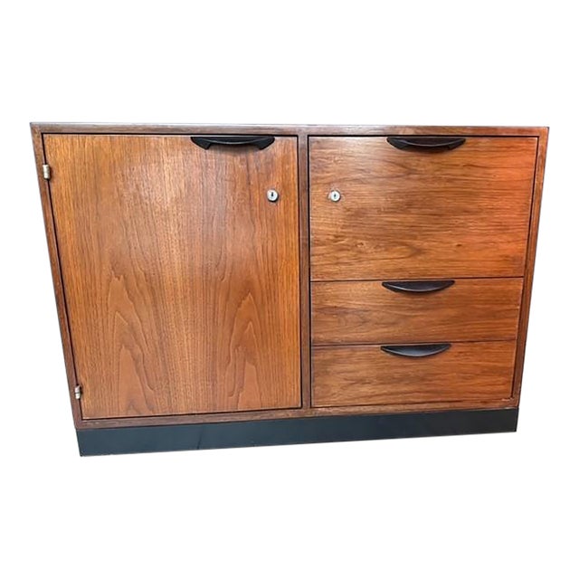 1960s Jens Risom Walnut Executive Cabinet – Restored Mid-Century Modern Credenza, Attributed For Sale