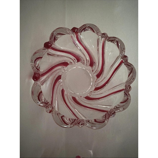 Mikasa 1990s Pair of Mikasa Peppermint Swirl Glass Candy Dish For Sale - Image 4 of 5