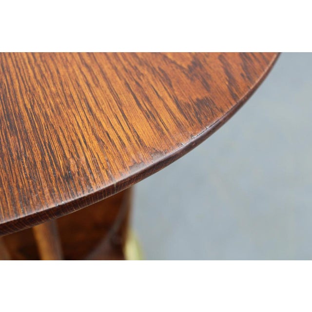 Vienna Secession Coffee Table in Oak and Brass attributed to Josef Hoffmann, Czechoslovakia, 1920s For Sale - Image 11 of 15