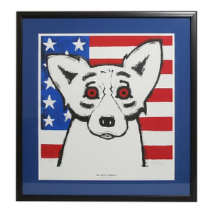 George Rodrigue Signed Limited Edition God Bless America Blue Dog Print