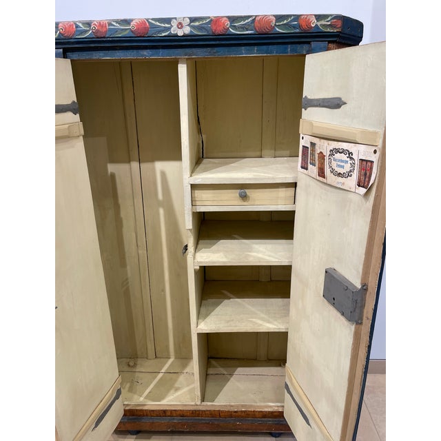 Gorgeous Antique German Painted Armoire 1835 For Sale - Image 4 of 5