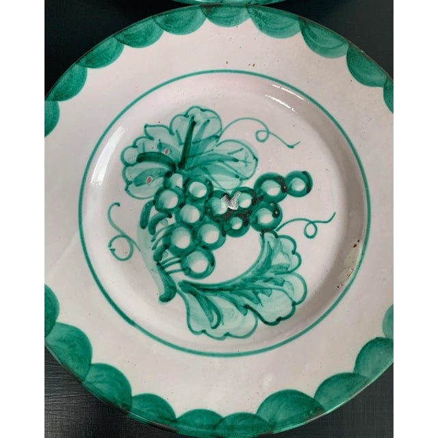 1970s Vintage Turquoise Majolica Grape Plates Italy - Set of 4 For Sale - Image 5 of 7
