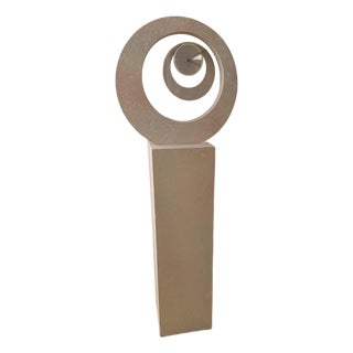 Vintage 1980s Postmodern Monumental Sculptural Floor Clock on Pedestal – Blush Faux Stone Finish, 64”h For Sale