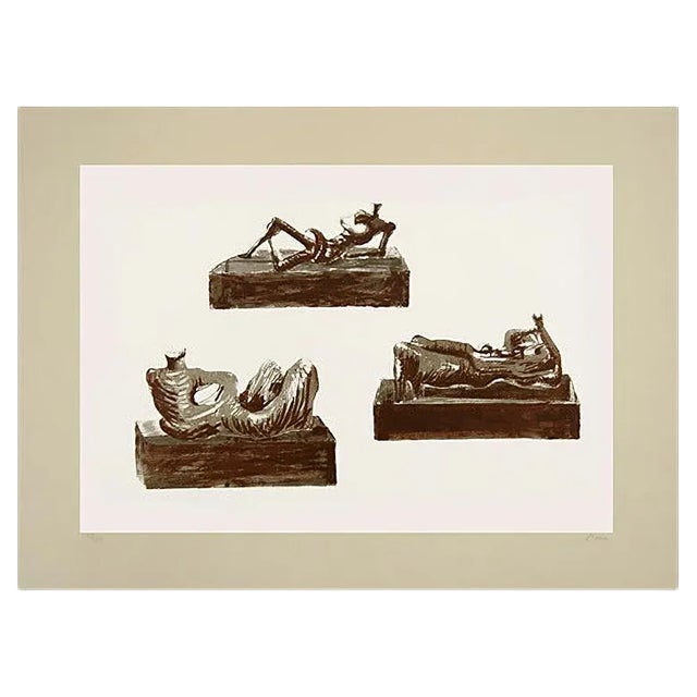 Three Reclining Figures on Pedestals - Original Lithograph by Henry Moore - 1976 1976 For Sale