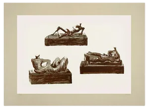 Three Reclining Figures on Pedestals - Original Lithograph by Henry Moore - 1976 1976