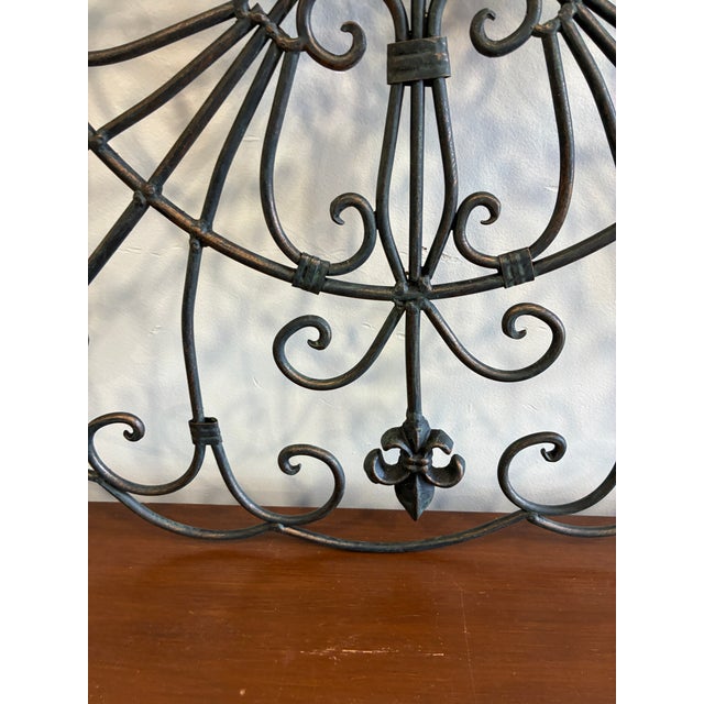 Large Wrought Metal Fleur-De-Lis Wall Bracket For Sale - Image 10 of 11