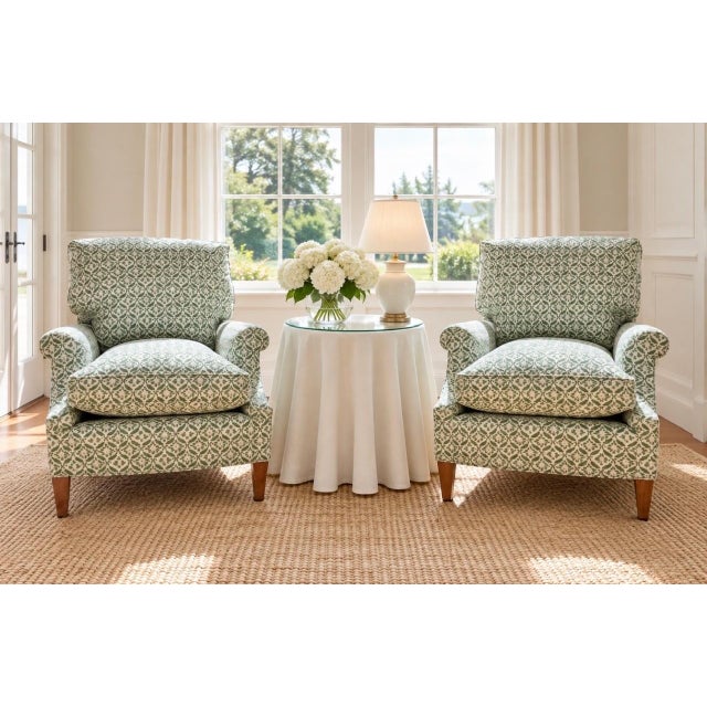 Pair of Clayton Lounge Chairs by Howard Chairs LTD With Custom Slipcovers For Sale - Image 16 of 18