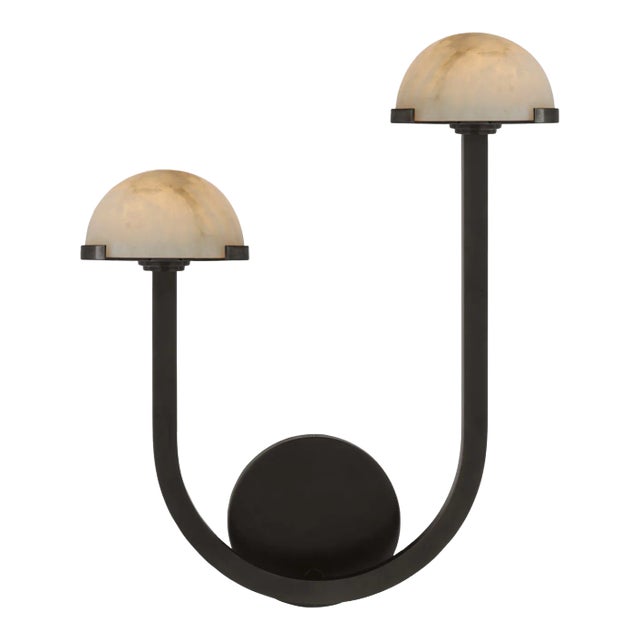 Kelly Wearstler for Visual Comfort Signature Pedra Asymetrical Left Sconce in Bronze with Alabaster For Sale