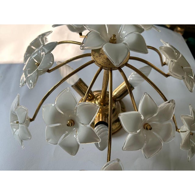 White Daisies Murano Ceiling Light, 1980s For Sale - Image 11 of 15
